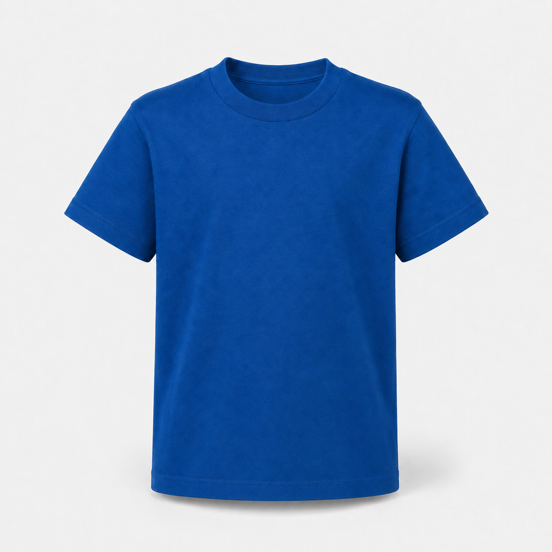 Sitztgut Kinder T-Shirt aus Bio-Baumwolle in Königsblau – Vorderansicht