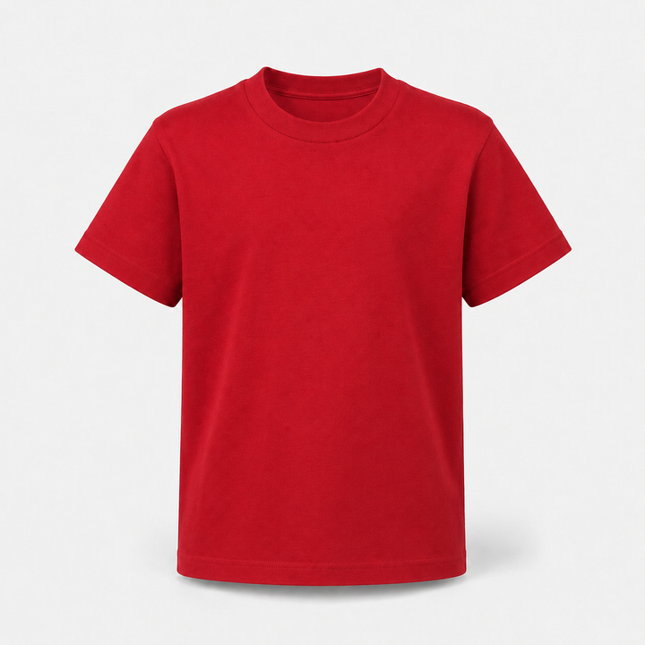 Sitztgut Kinder T-Shirt aus Bio-Baumwolle in Rot – Vorderansicht