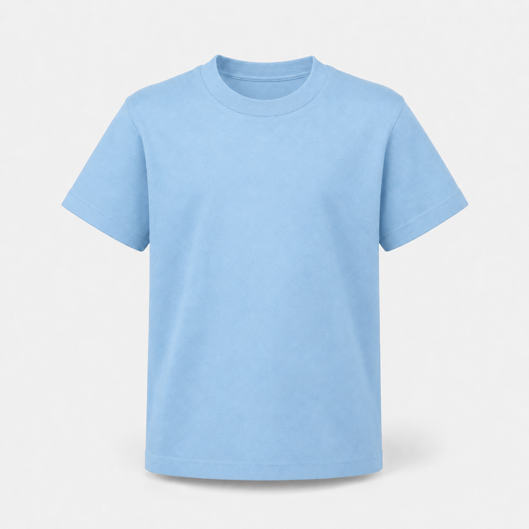 Sitztgut Kinder T-Shirt aus Bio-Baumwolle in Hellblau – Vorderansicht