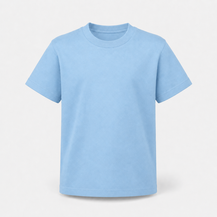 Sitztgut Kinder T-Shirt aus Bio-Baumwolle in Hellblau – Vorderansicht