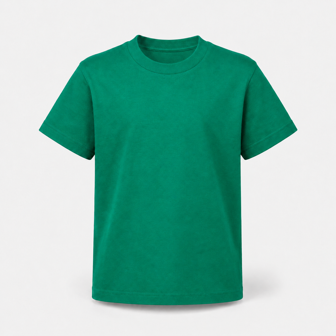 Sitztgut Kinder T-Shirt aus Bio-Baumwolle in Grün – Vorderansicht
