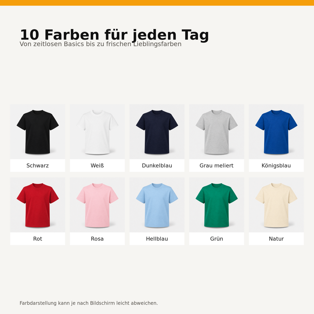 Zehn Farben des Sitztgut Kinder T-Shirts im Überblick