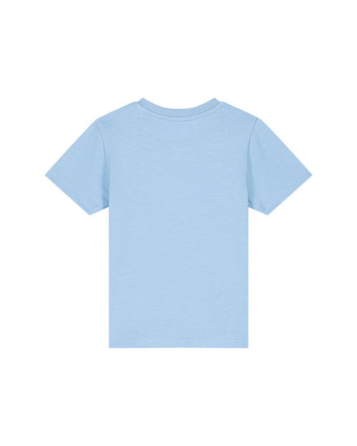 Baby T-Shirt in Jeansblau – Rückansicht