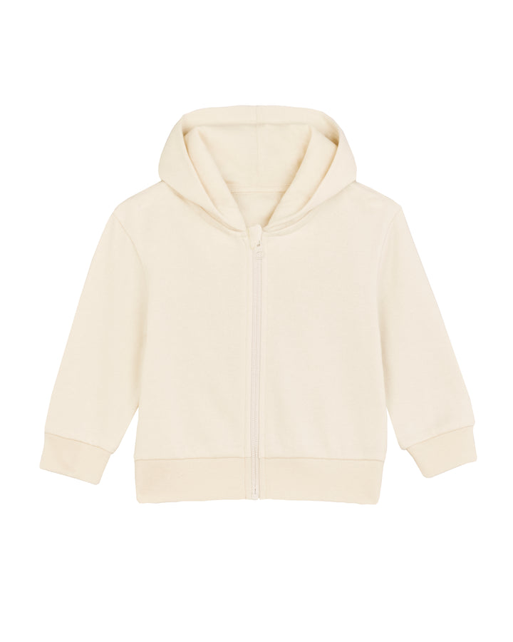 Baby Zip-Hoodie in Natur – Vorderansicht