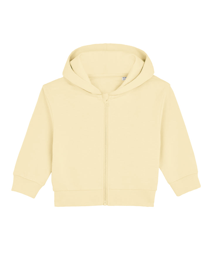Baby Zip-Hoodie in Buttergelb – Vorderansicht