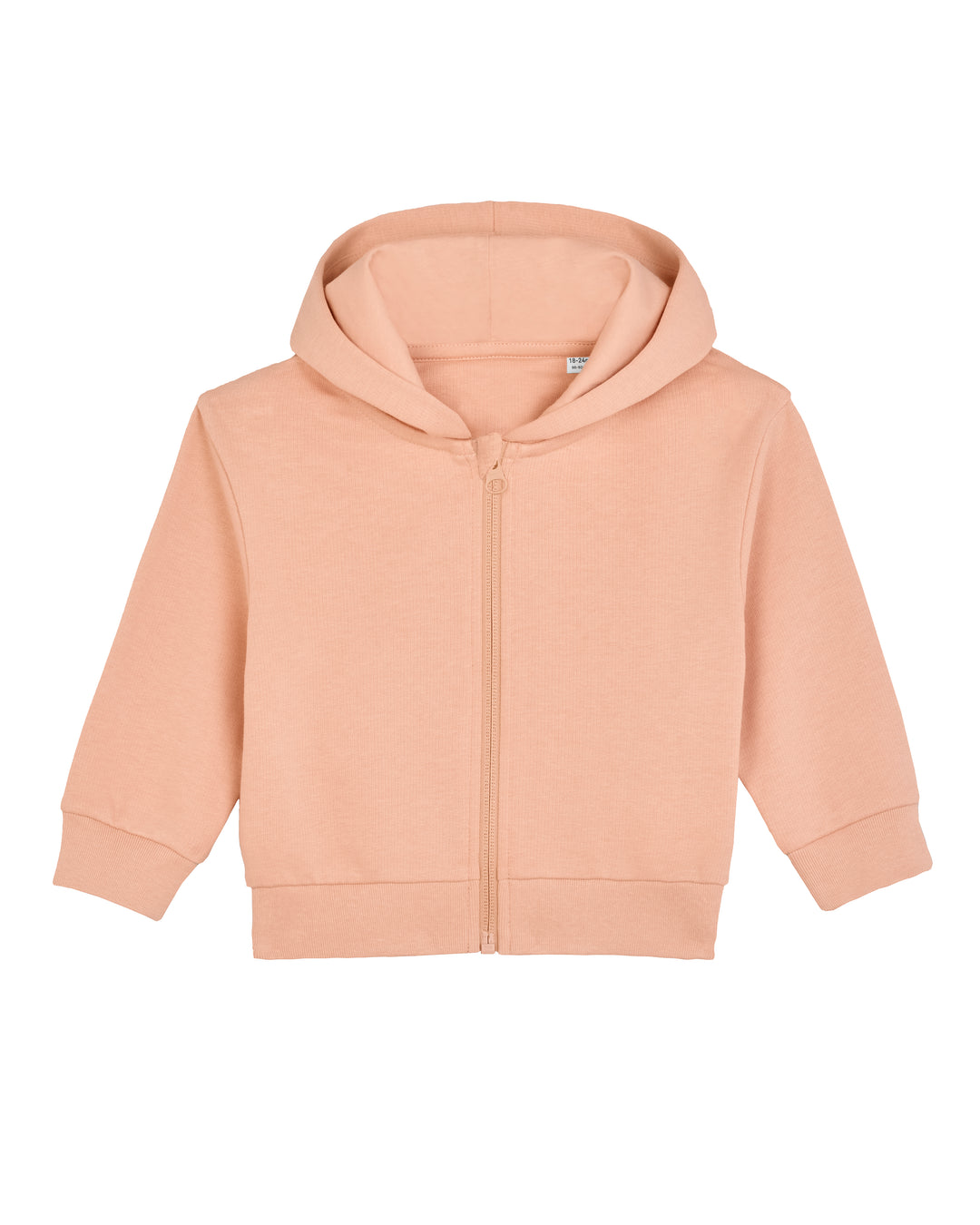 Baby Zip-Hoodie in Pfirsich – Vorderansicht