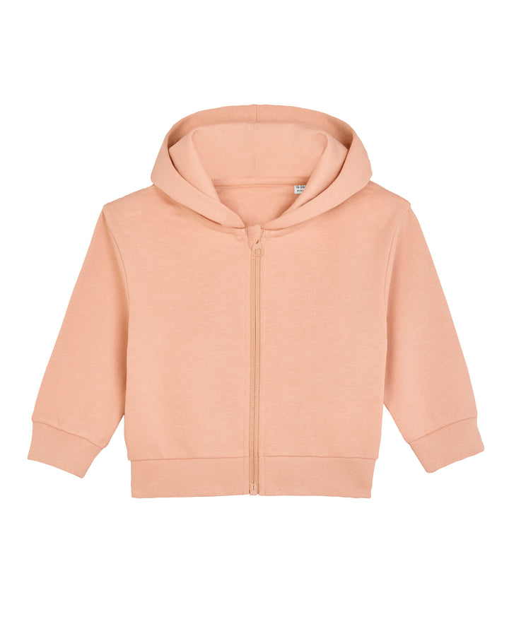 Baby Zip-Hoodie in Pfirsich – Vorderansicht