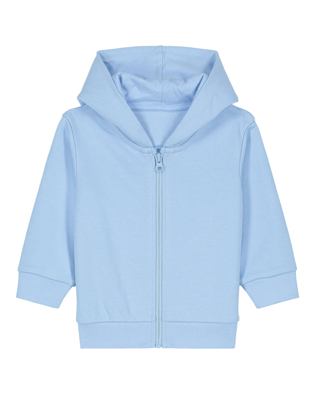 Baby Zip-Hoodie in Jeansblau – Vorderansicht