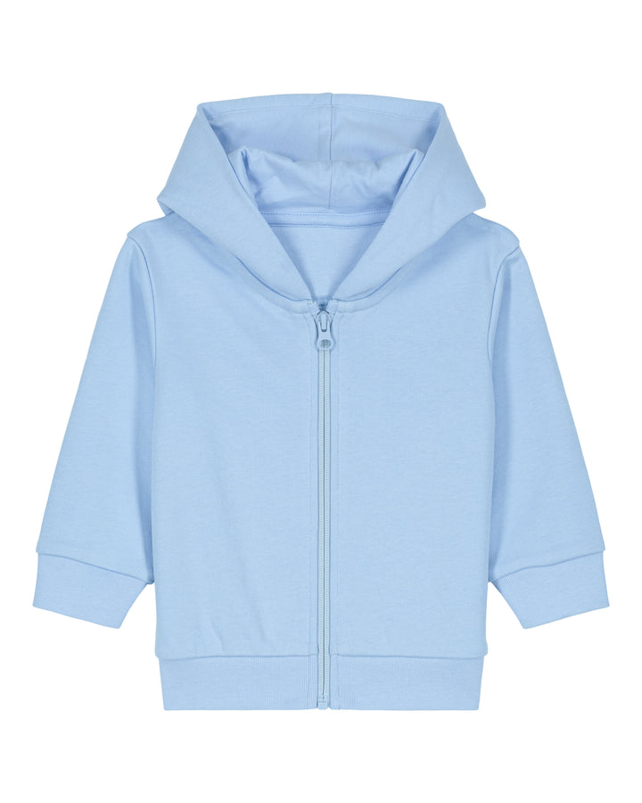 Baby Zip-Hoodie in Jeansblau – Vorderansicht