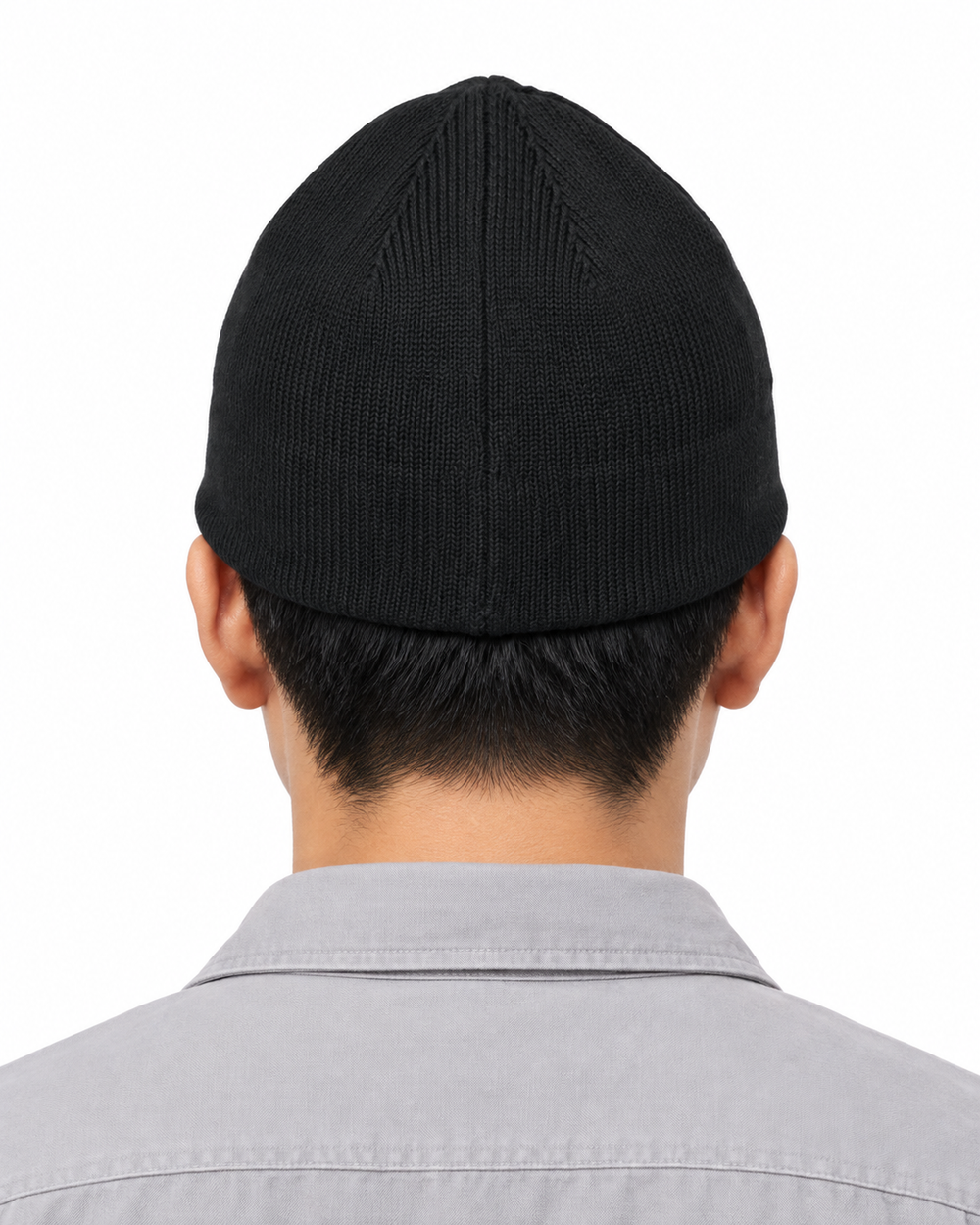 Sitztgut Unisex-Beanie aus Baumwolle mit Fleecefutter – Schwarz – Rückenansicht