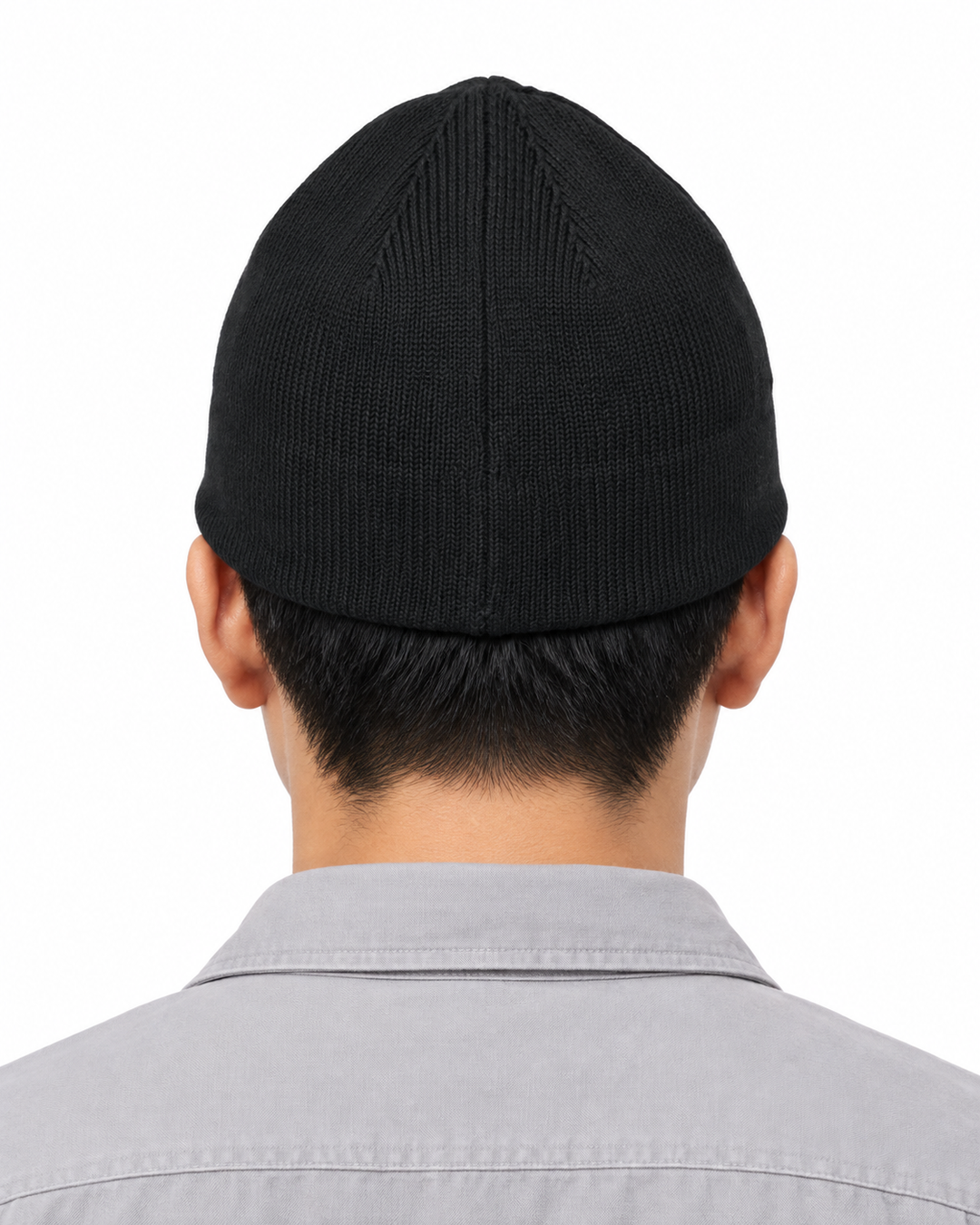 Sitztgut Unisex-Beanie aus Baumwolle mit Fleecefutter – Schwarz – Rückenansicht