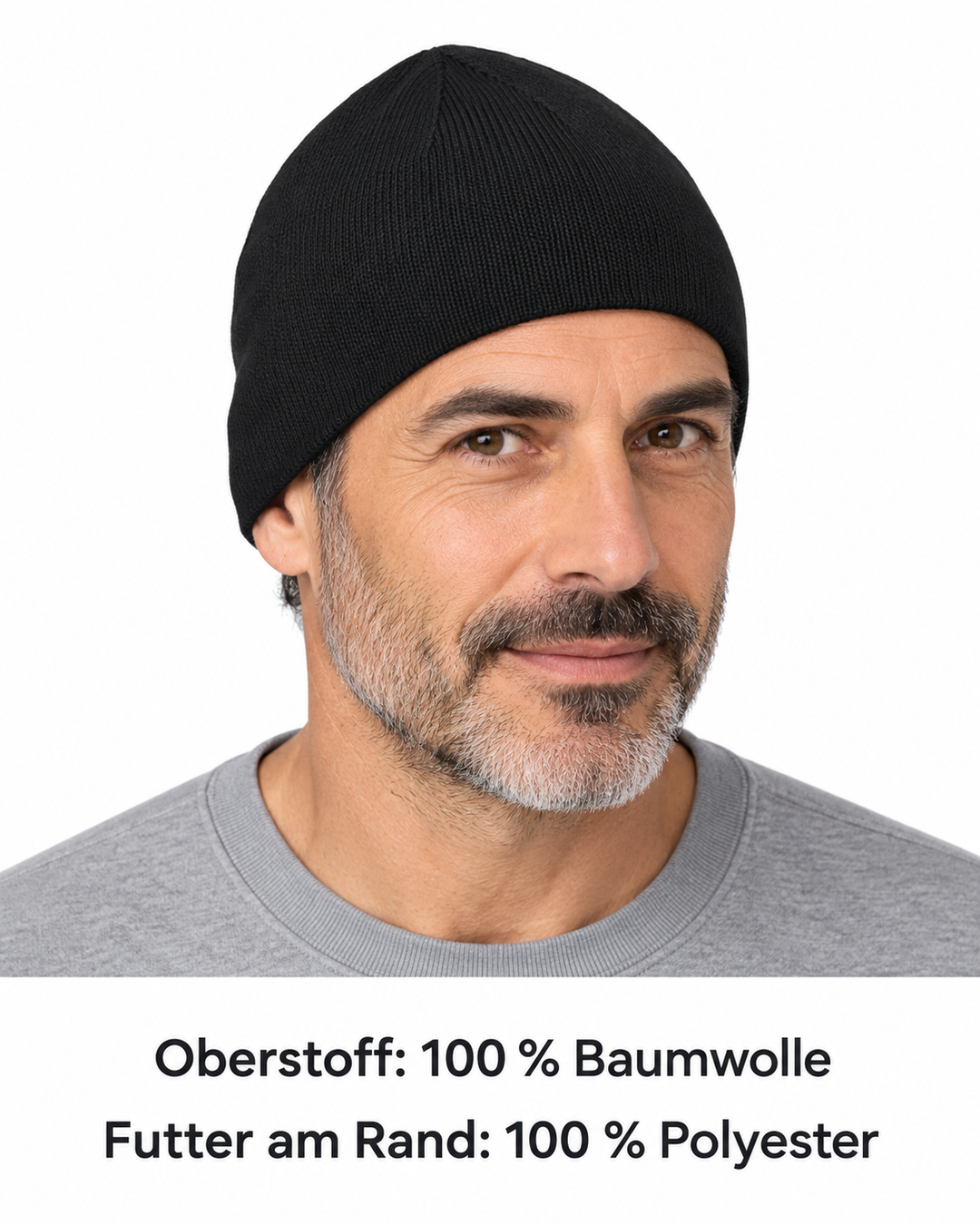 Sitztgut Unisex-Beanie aus Baumwolle mit Fleecefutter – Schwarz – Produktdetails