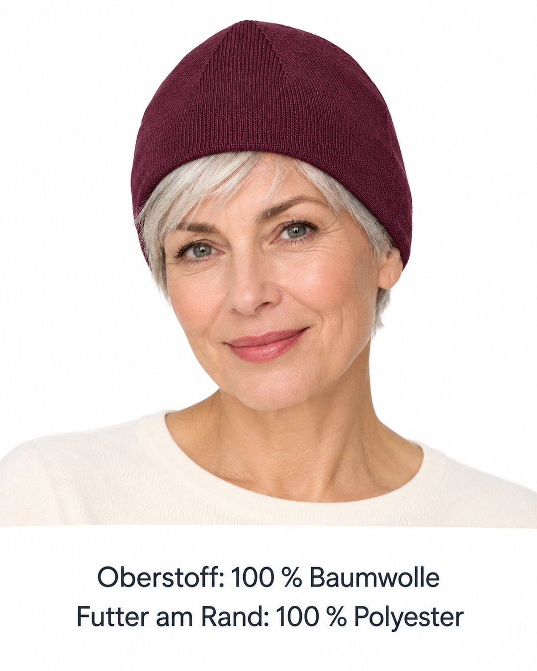 Sitztgut Unisex-Beanie aus Baumwolle mit Fleecefutter – Pflaume – Produktdetails