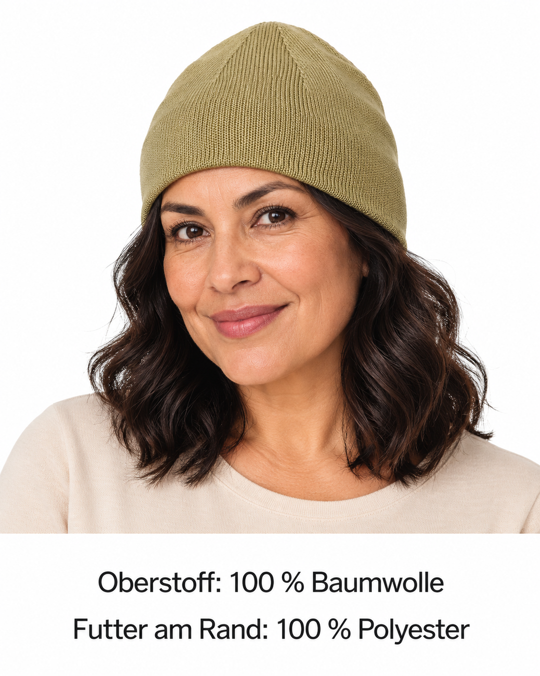 Sitztgut Unisex-Beanie aus Baumwolle mit Fleecefutter – Oliv – Produktdetails