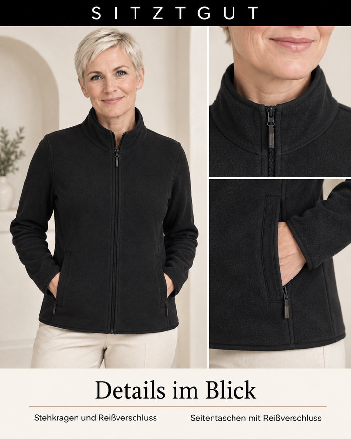 Sitztgut Fleecejacke Schwarz - Details