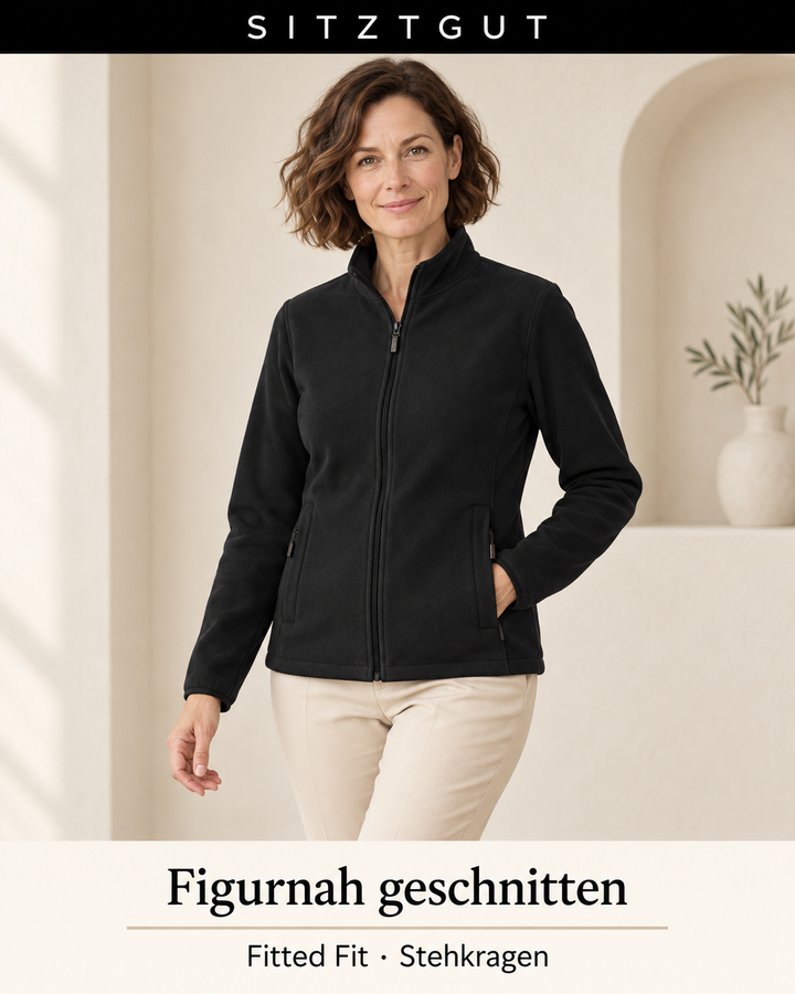 Sitztgut Fleecejacke Schwarz - Passform
