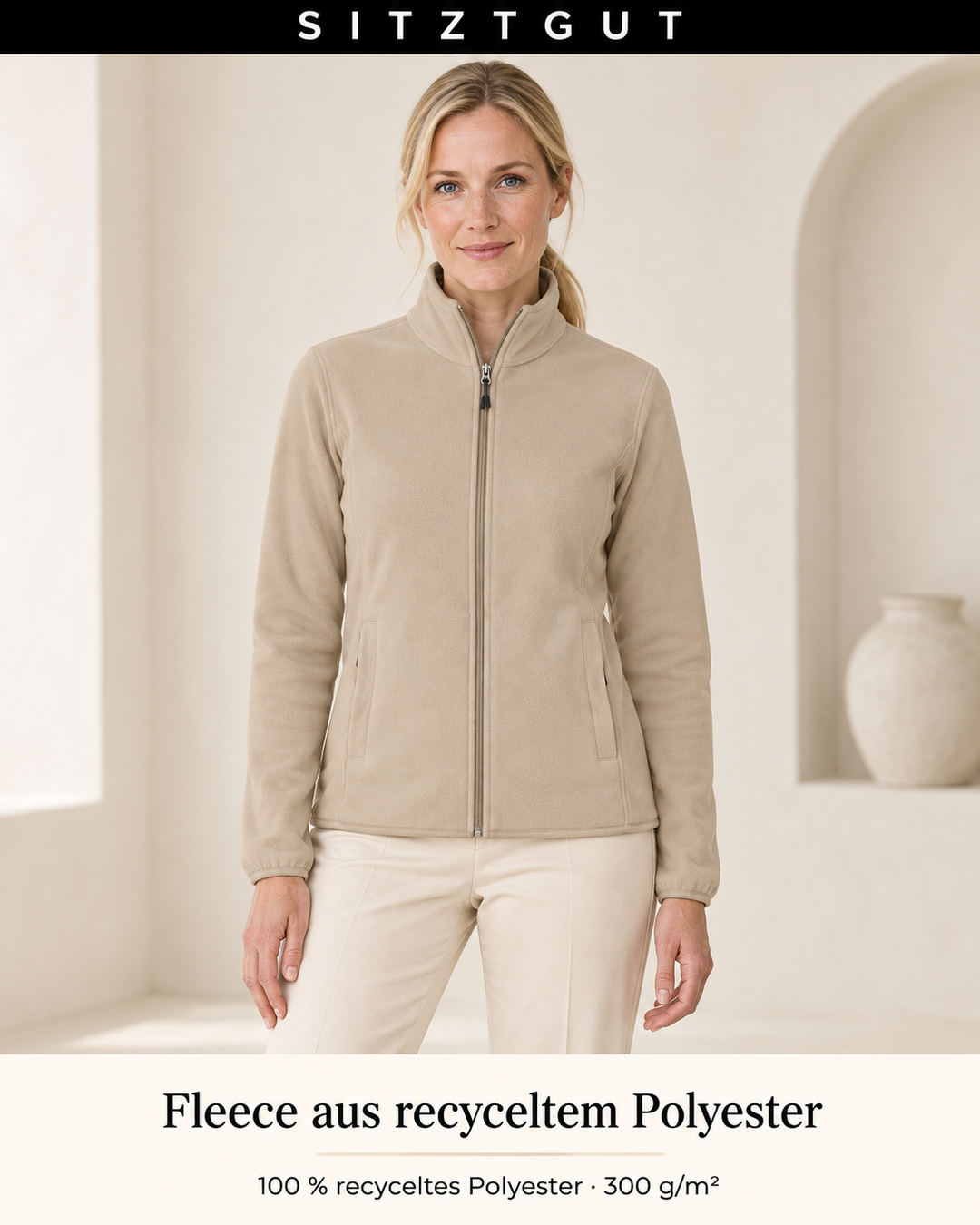 Sitztgut Fleecejacke Beige - Material