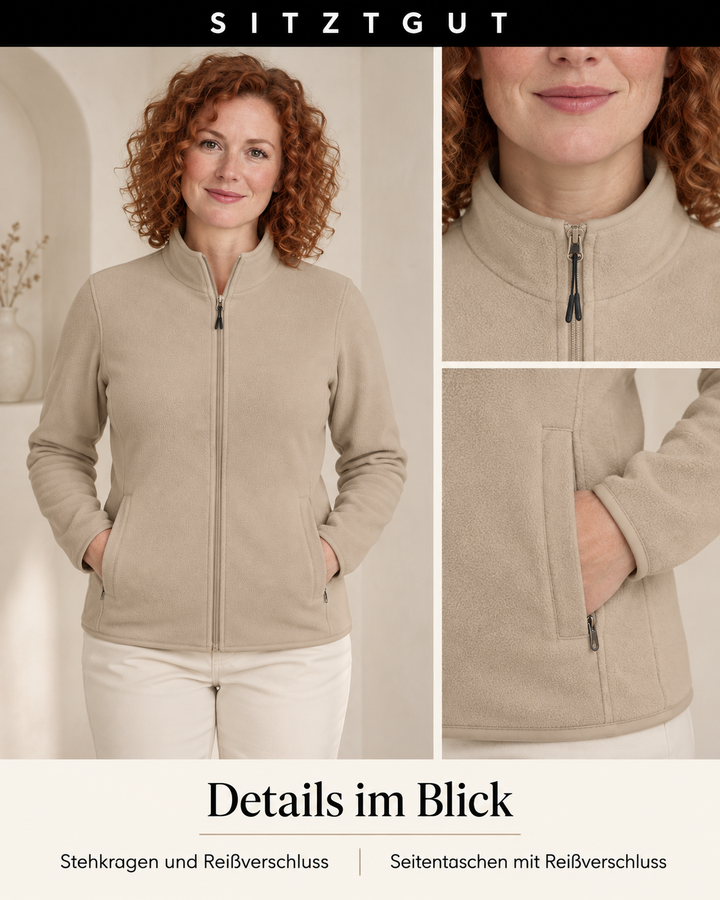 Sitztgut Fleecejacke Beige - Details