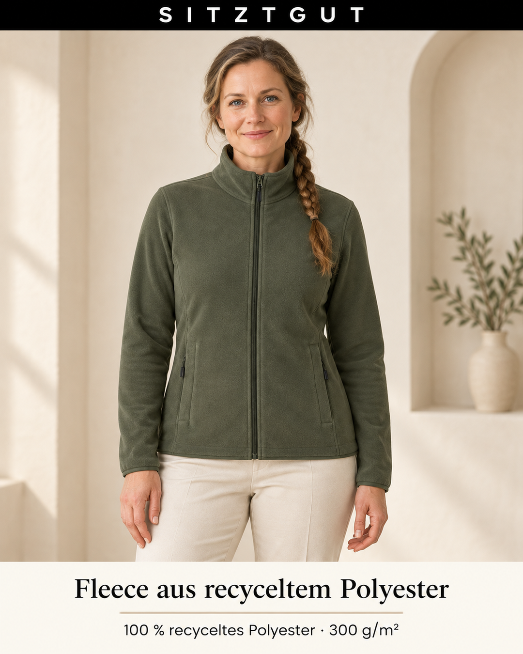 Sitztgut Fleecejacke Khaki - Material