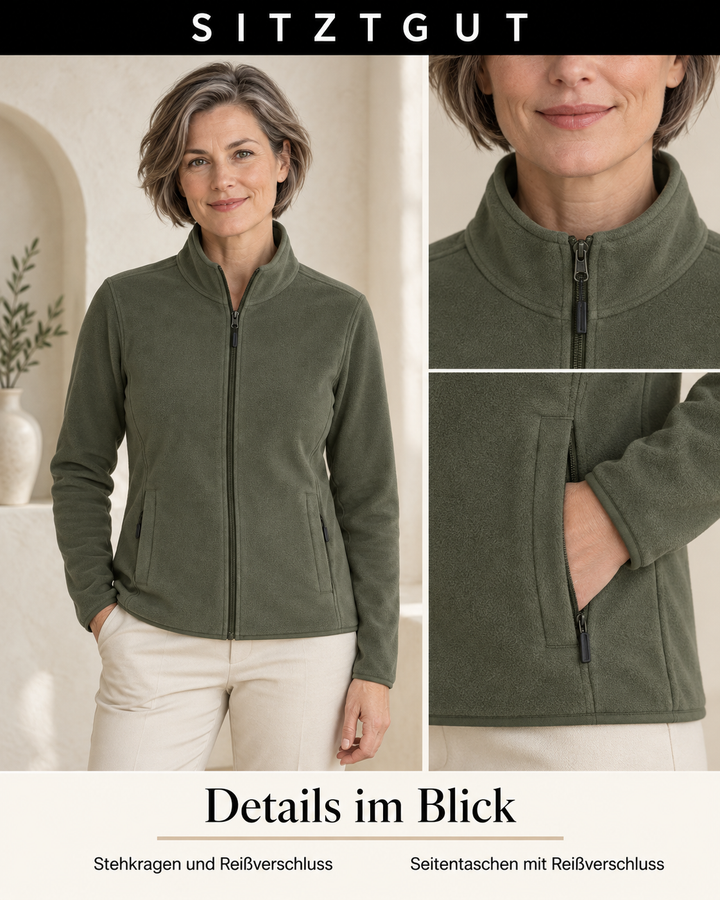 Sitztgut Fleecejacke Khaki - Details