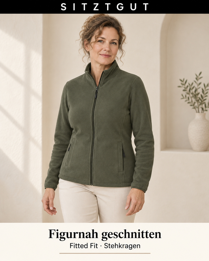 Sitztgut Fleecejacke Khaki - Passform