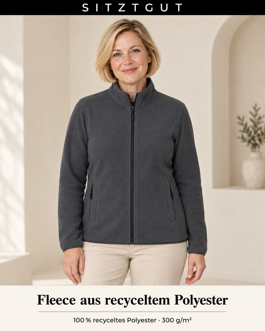 Sitztgut Fleecejacke Anthrazit - Material