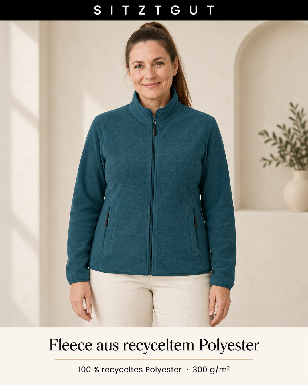 Sitztgut Fleecejacke Petrol - Material