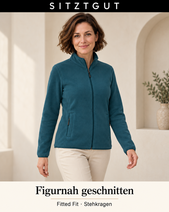 Sitztgut Fleecejacke Petrol - Passform