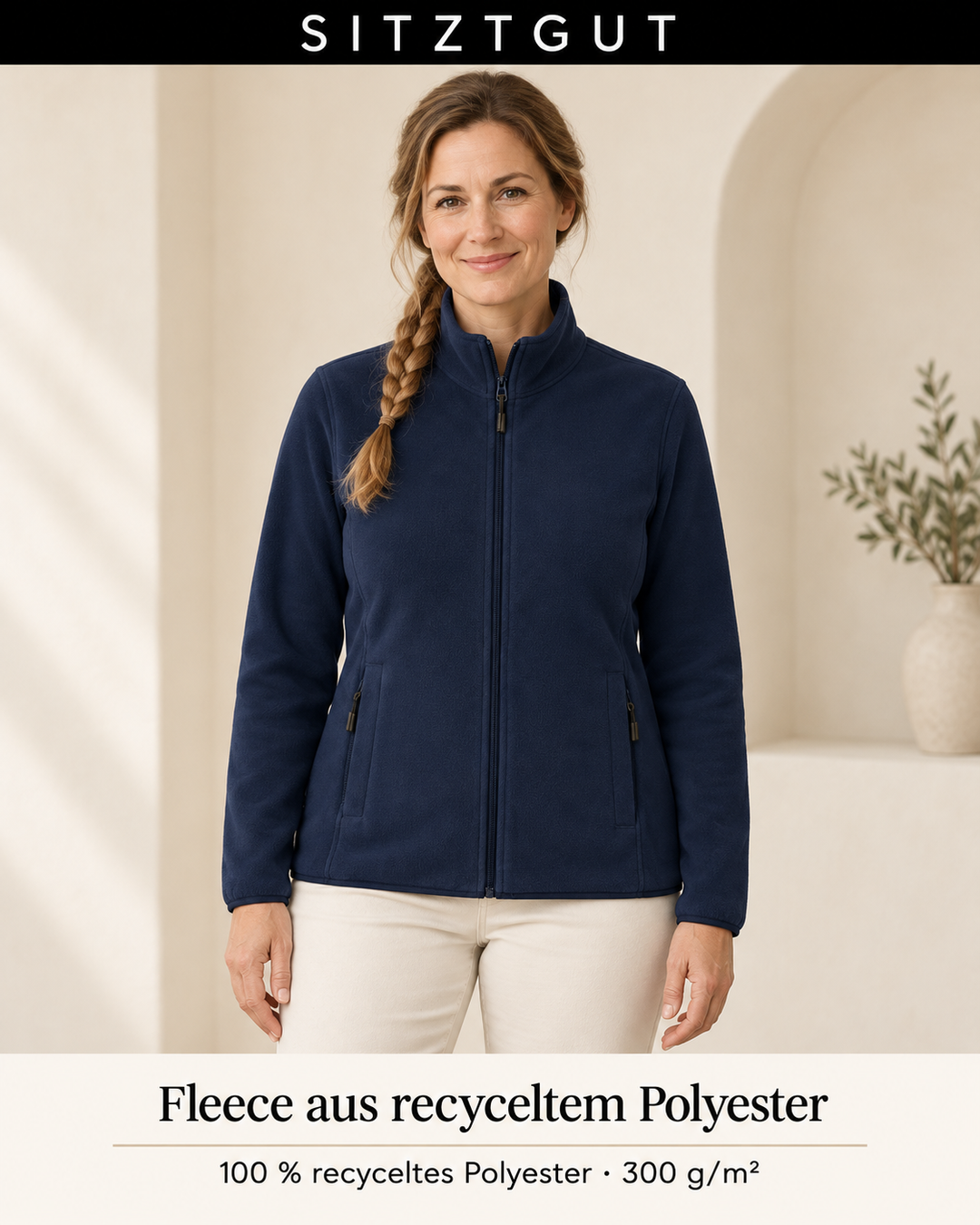 Sitztgut Fleecejacke Marine - Material