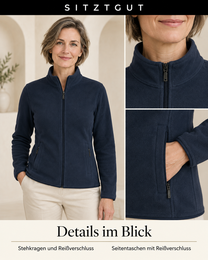 Sitztgut Fleecejacke Marine - Details
