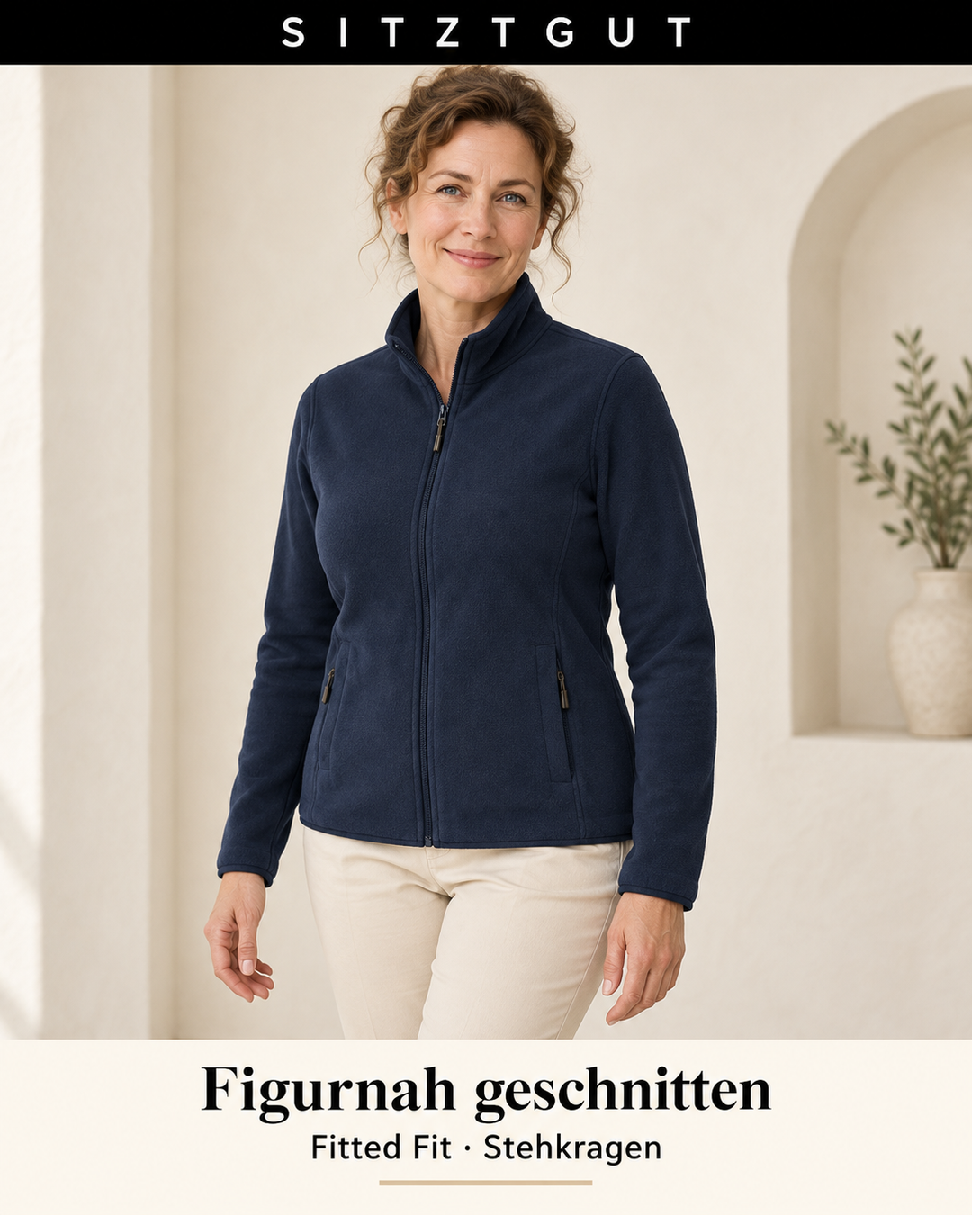 Sitztgut Fleecejacke Marine - Passform
