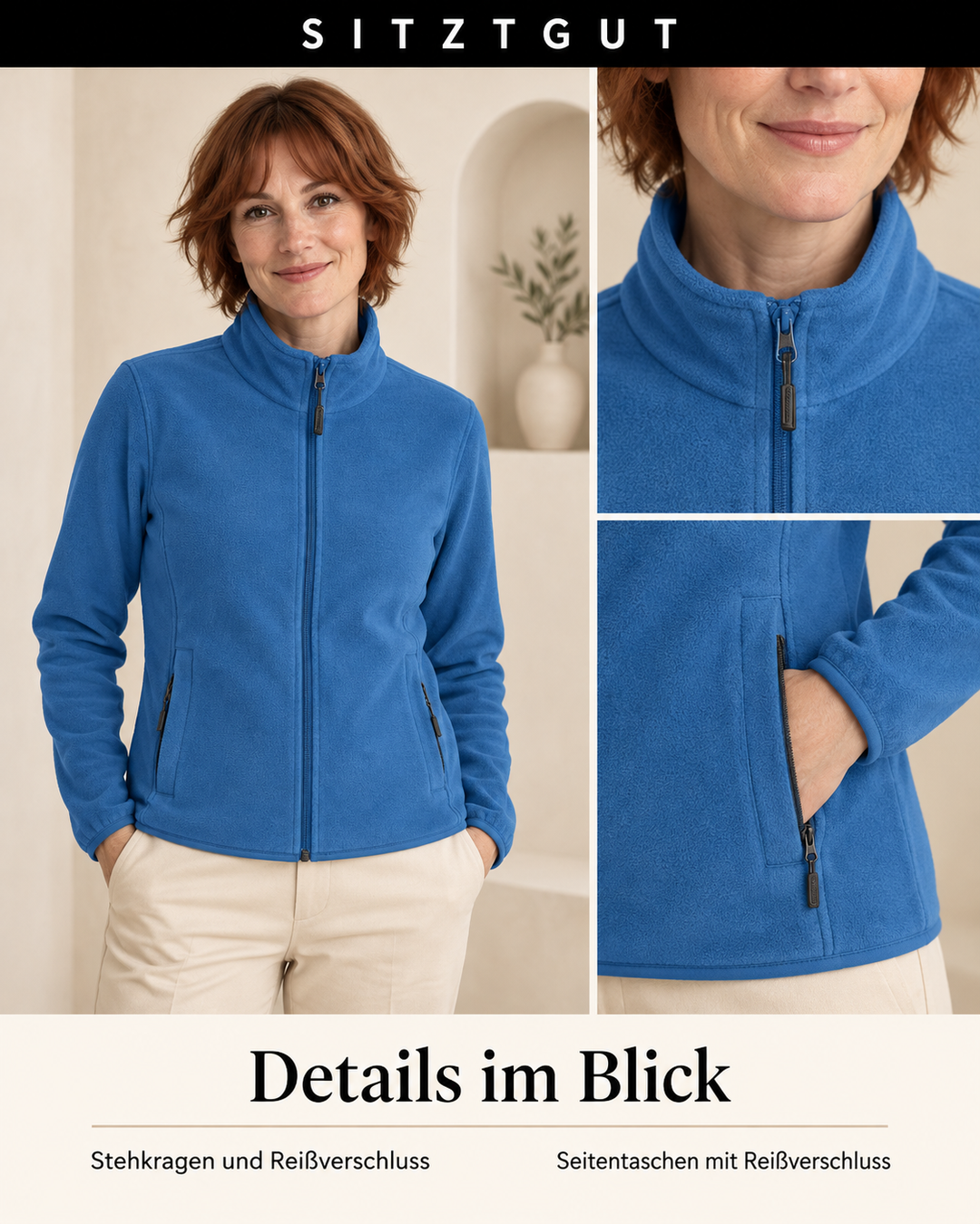 Sitztgut Fleecejacke Blau - Details