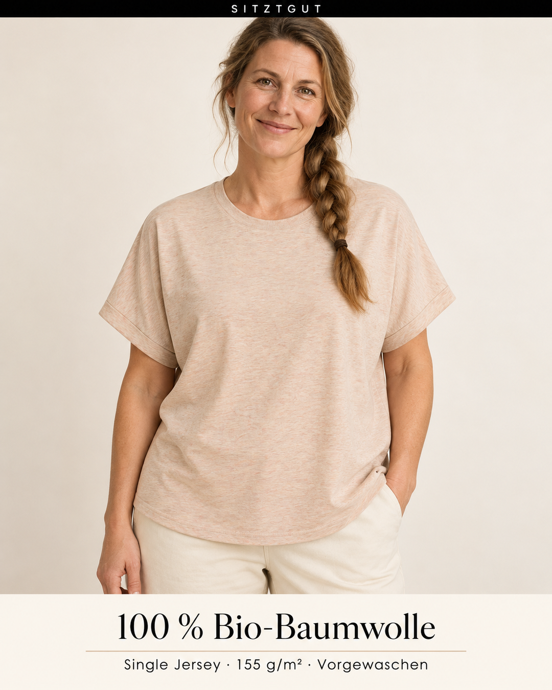 Sitztgut T-Shirt Beige bunt meliert - Material