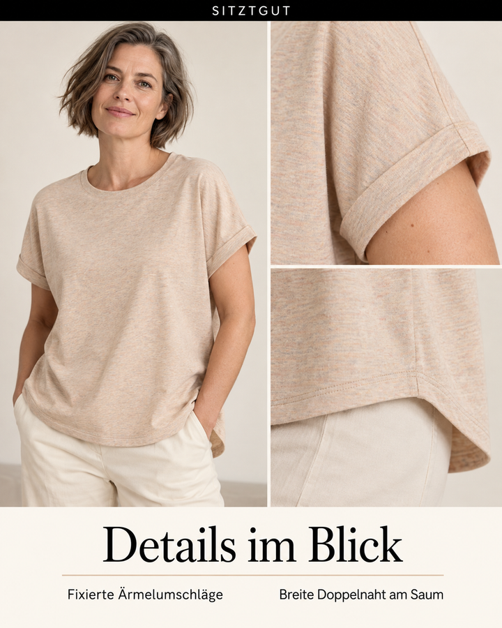 Sitztgut T-Shirt Beige bunt meliert - Details