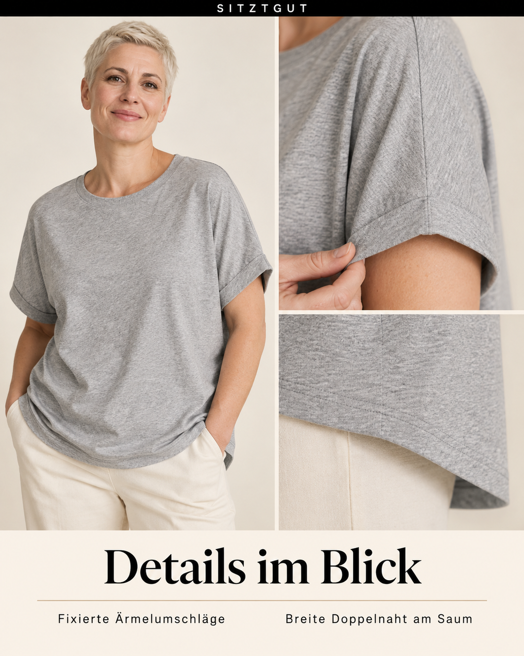 Sitztgut T-Shirt Grau meliert - Details