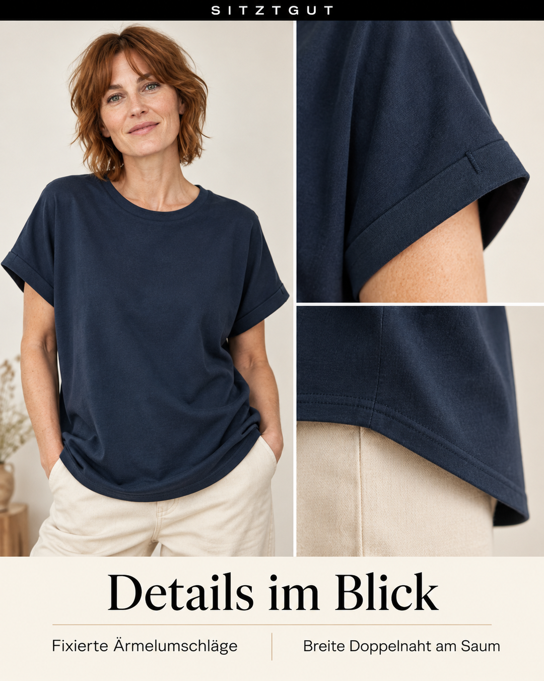 Sitztgut T-Shirt Marine - Details