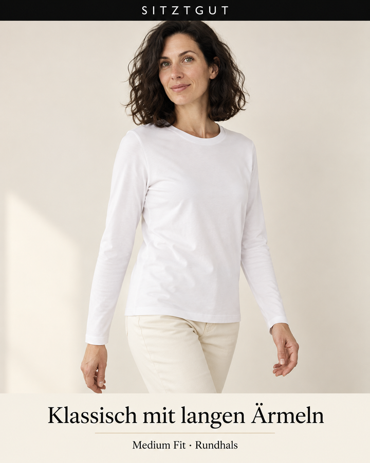 Sitztgut Longsleeve Weiß - Passform