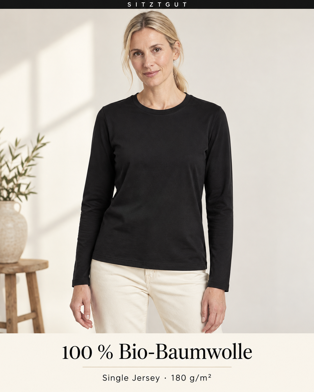 Sitztgut Longsleeve Schwarz - Material