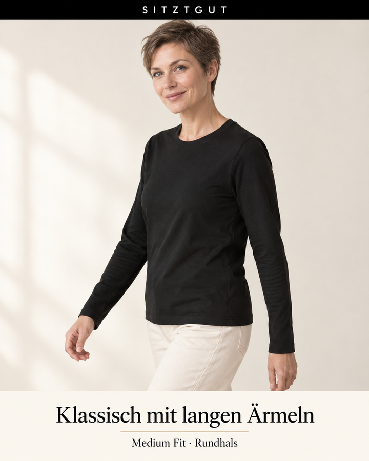 Sitztgut Longsleeve Schwarz - Passform