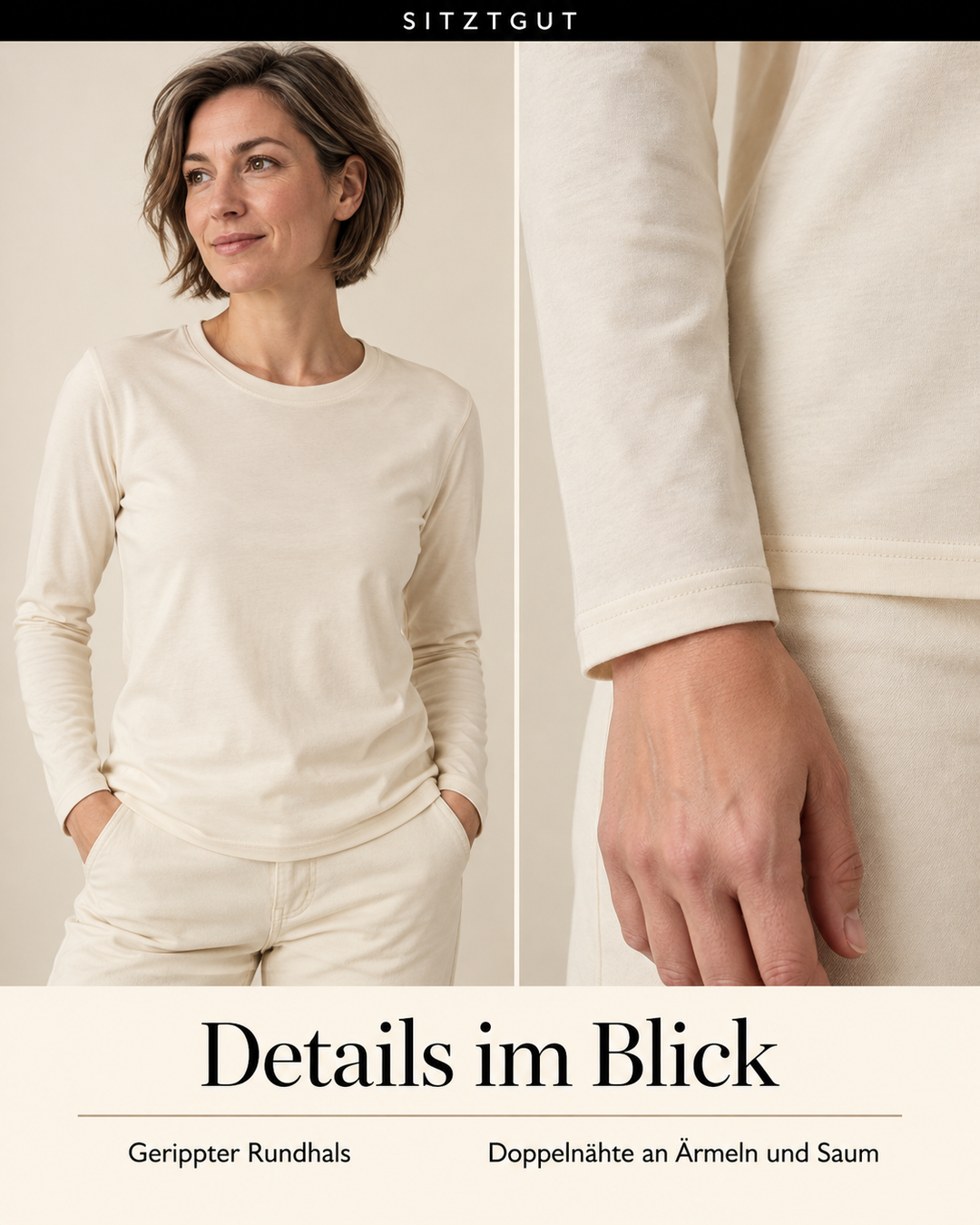 Sitztgut Longsleeve Natur - Details