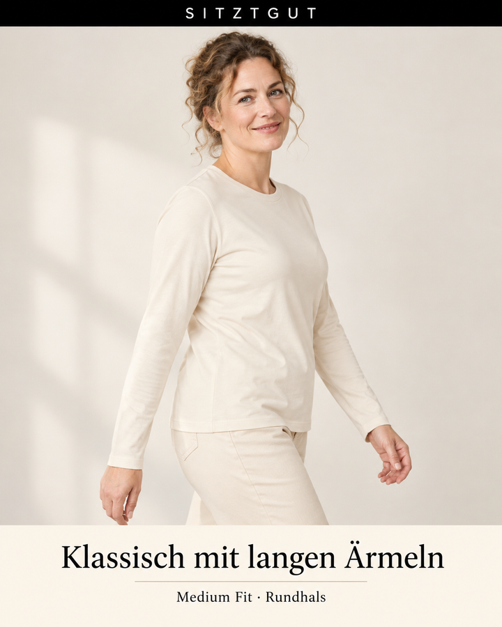 Sitztgut Longsleeve Natur - Passform
