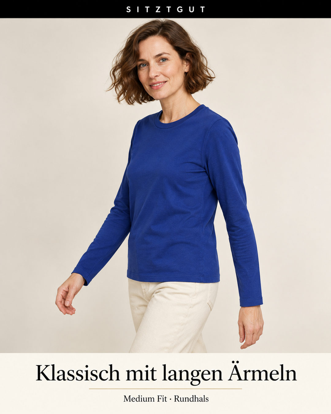 Sitztgut Longsleeve Blau - Passform