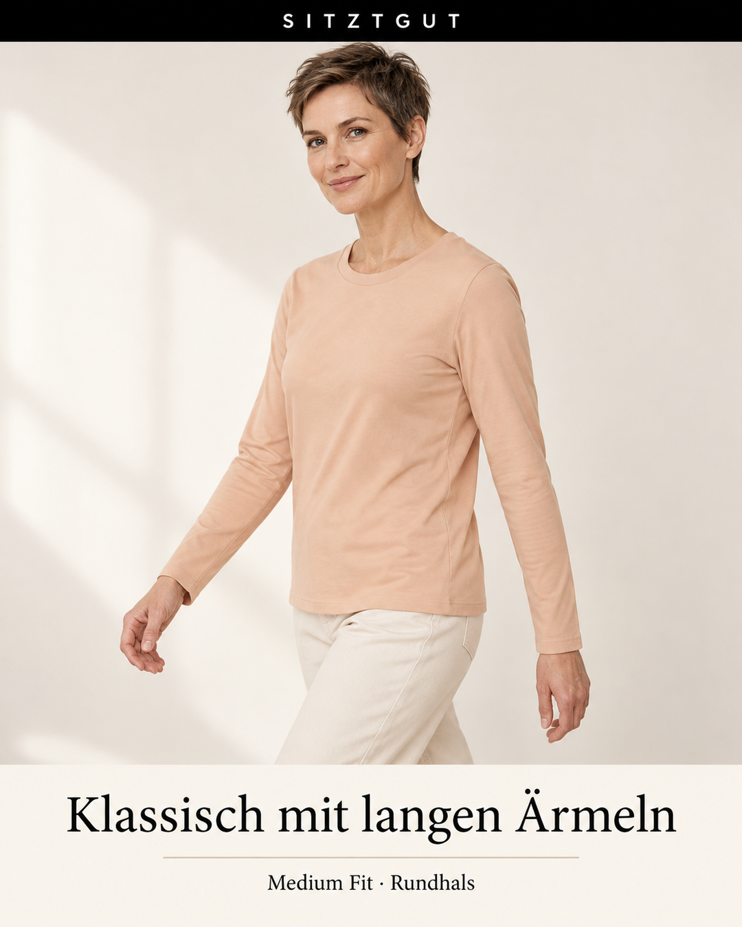 Sitztgut Longsleeve Pfirsich - Passform