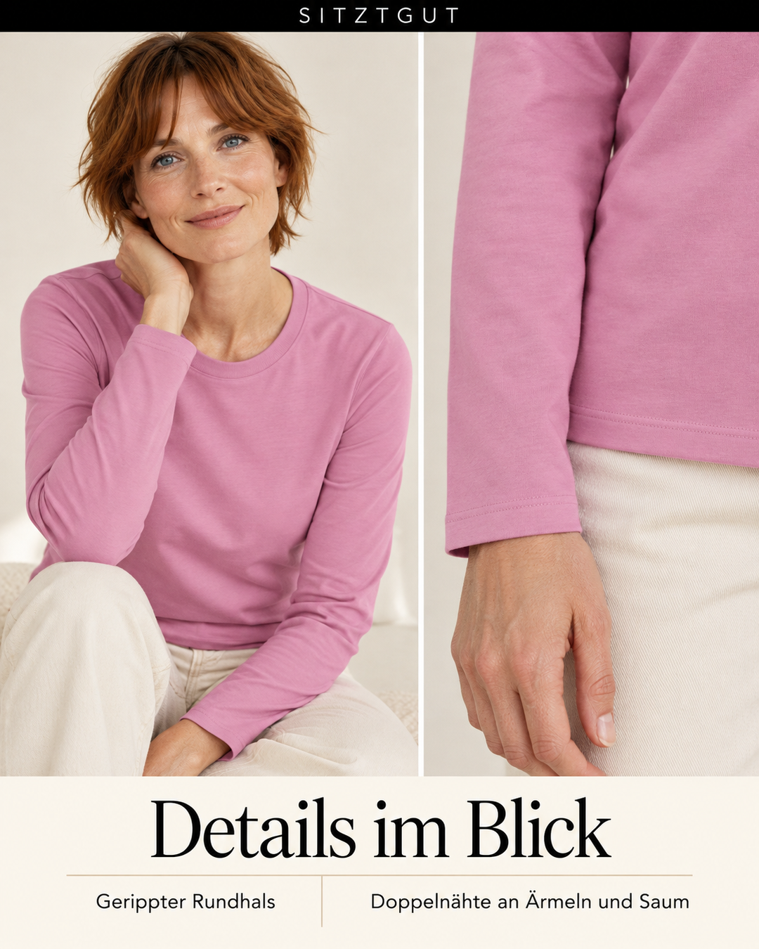 Sitztgut Longsleeve Rosa - Details