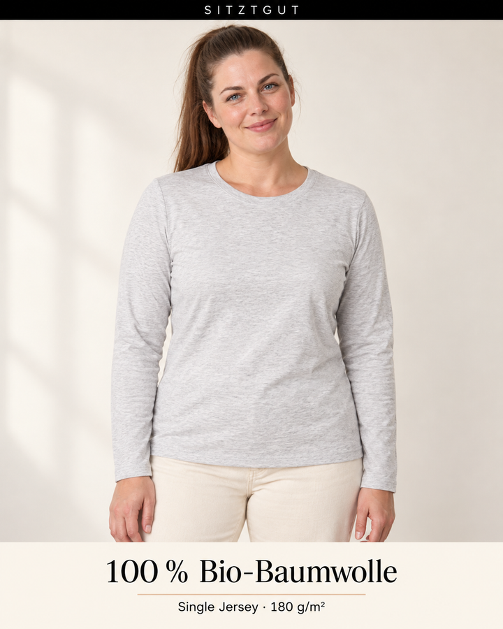 Sitztgut Longsleeve Hellgrau meliert - Material