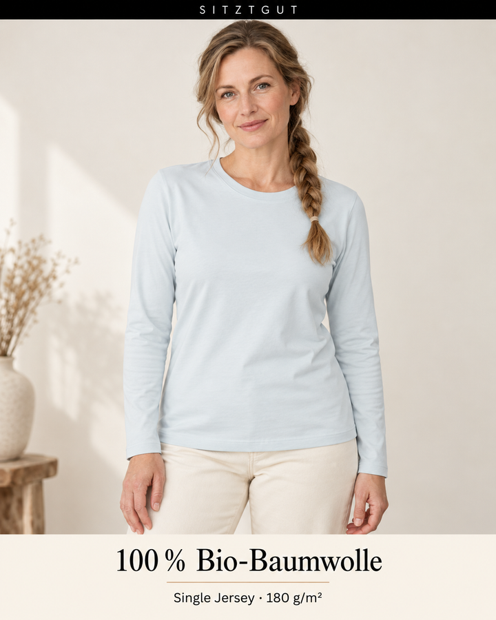 Sitztgut Longsleeve Eisblau - Material