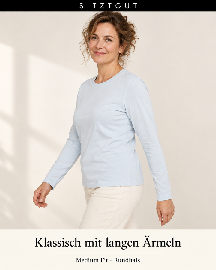 Sitztgut Longsleeve Eisblau - Passform