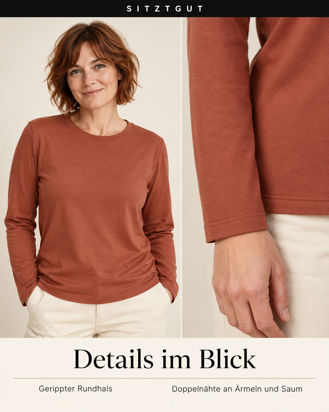 Sitztgut Longsleeve Braun - Details