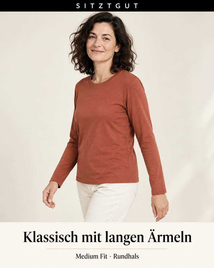 Sitztgut Longsleeve Braun - Passform