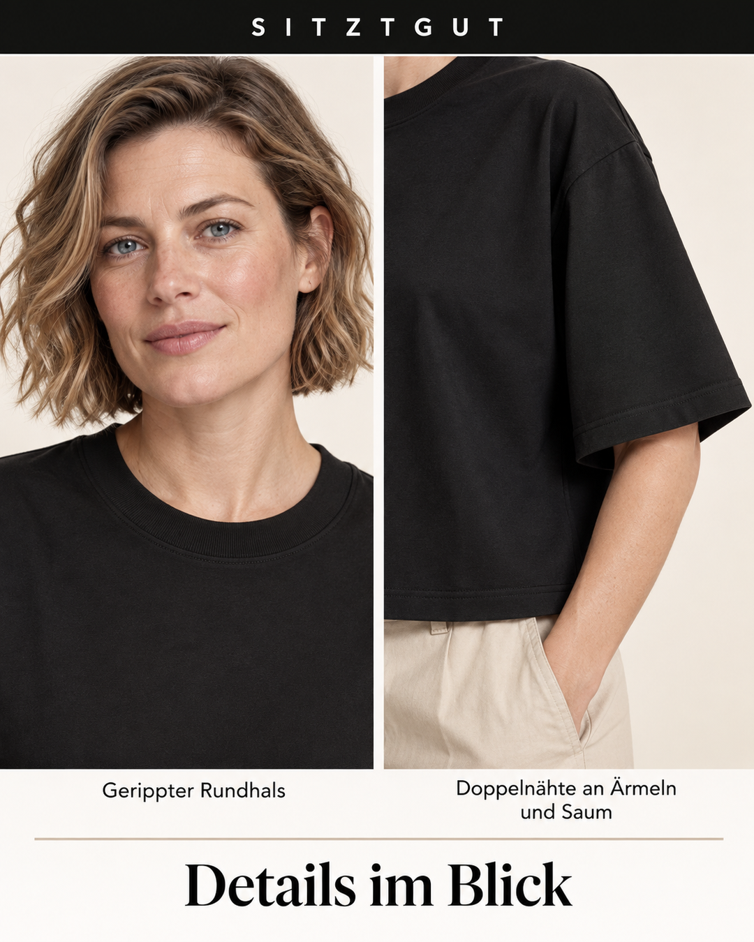Sitztgut T-Shirt Schwarz - Details